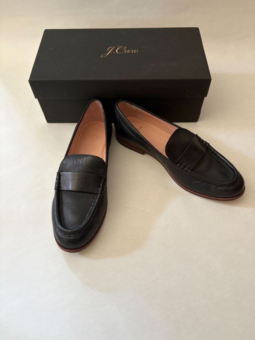 J. Crew Black Leather Penny Loafers US Size 9 EUC